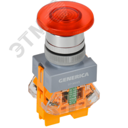 Кнопка D7-MDS Грибок d=22мм 1з+1р с п/ф кр. GENERICA