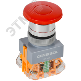 Кнопка D7-MS Грибок d=22мм 1з+1р с фикс. кр. GENERICA