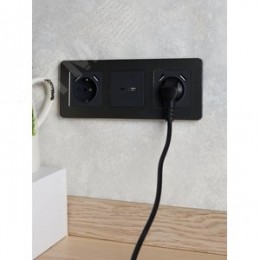 BRITE Розетка 1 пост с заземлением с защитными шторками 16А с USB A+A 5В 3,1А РЮш10-2-БрГ графит