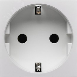 Розетка с заземляющим контактом без защитной шторки и винтовым зажимом (2 модуля) белая