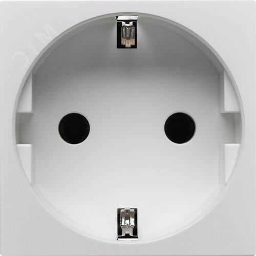 Розетка с заземляющим контактом без защитной шторки и винтовым зажимом (2 модуля) белая