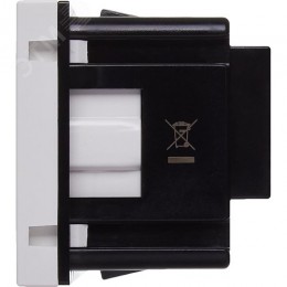 Розетка с заземляющим контактом без защитной шторки и винтовым зажимом (2 модуля) белая