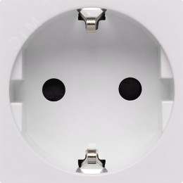 Розетка с заземляющим контактом защитной шторкой и безвинтовым зажимом (2 модуля) белая