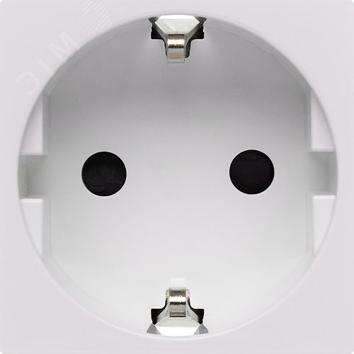 Розетка с заземляющим контактом защитной шторкой и безвинтовым зажимом (2 модуля) белая