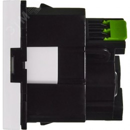 Розетка 45град с заземляющим контактом без защитной шторки и безвинтовым зажимом (2 модуля) белая