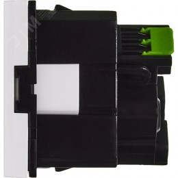 Розетка 45град с заземляющим контактом защитной шторкой и безвинтовым зажимом (2 модуля) белая