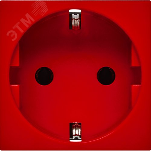 Розетка с заземляющим контактом без защитной шторки и винтовым зажимом (2 модуля) красная