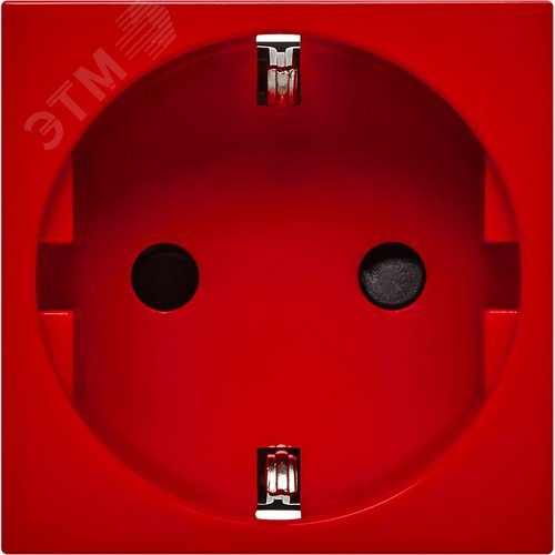 Розетка с заземляющим контактом защитной шторкой и винтовым зажимом (2 модуля) красная