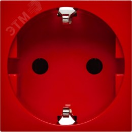 Розетка с заземляющим контактом без защитной шторки и безвинтовым зажимом (2 модуля) красная