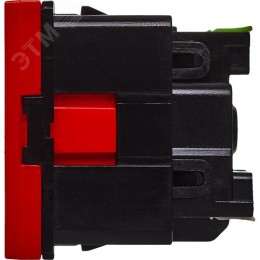 Розетка с заземляющим контактом без защитной шторки и безвинтовым зажимом (2 модуля) красная