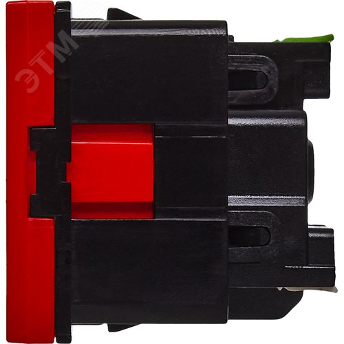 Розетка с заземляющим контактом без защитной шторки и безвинтовым зажимом (2 модуля) красная