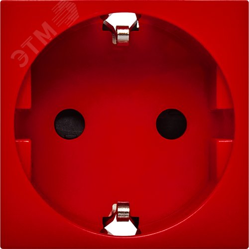 Розетка с заземляющим контактом защитной шторкой и безвинтовым зажимом (2 модуля) красная