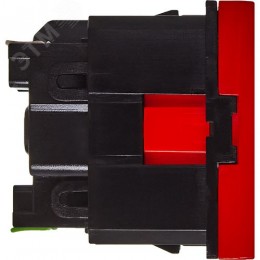 Розетка с заземляющим контактом защитной шторкой и безвинтовым зажимом (2 модуля) красная