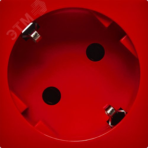 Розетка 45град с заземляющим контактом без защитной шторки и безвинтовым зажимом (2 модуля) красная