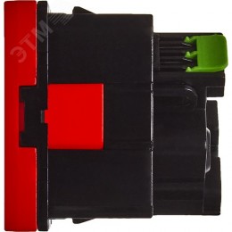 Розетка 45град с заземляющим контактом без защитной шторки и безвинтовым зажимом (2 модуля) красная