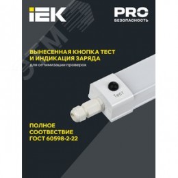 Светильник PRO аварийный промышленный пылевлагозащищенный ДСП 1336 А 36 Вт 3 ч 6500К IP65 1250 мм