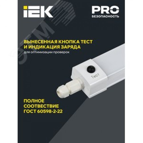 Светильник PRO аварийный промышленный пылевлагозащищенный ДСП 1336 А 36 Вт 3 ч 6500К IP65 1250 мм