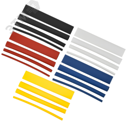 Набор трубок термоусадочных ТТУ 2/1 4/2 6/3 8/4 желтый/синий/красный/черный/белый 20х8см