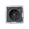 BRITE Розетка 1 пост с заземлением с защитными шторками 16А с USB A+A 5В 3,1А РЮш10-2-БрГ графит