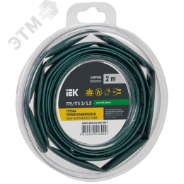 Трубка термоусадочная ТТУ нг-LS 3/1,5 зеленая (2м/упак) IEK