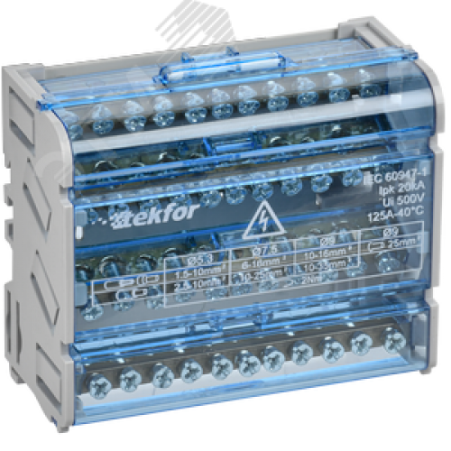 TEKFOR Шины на DIN-рейку (кросс-модуль) ШНК 4х11 3L+PEN IEK