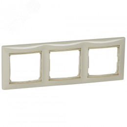 Рамка 3-местная слоновая кость (золотой штрих) VALENA