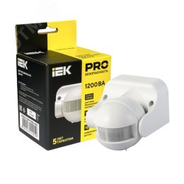 Датчик движения ДД-009 1100Вт 180град 12м IP44 белый IEK