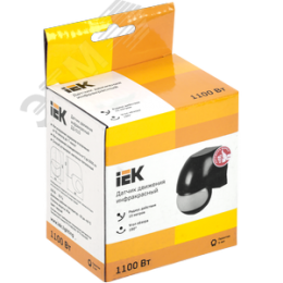 Датчик движения ДД 010 черный, максимальная нагрузка 1100 Вт, угол обзора 180 градусов, дальность 10м, IP44