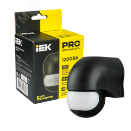 Датчик движения ДД-010 1100Вт 180град 10м IP44 черный IEK