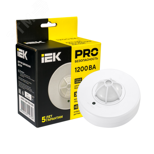 Датчик движения ДД-024 1100Вт 120-360град 6м IP33 белый IEK