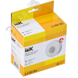 Датчик движения ДД 024В белый, максимальная нагрузка 1100 Вт, угол обзора 180-360 градусов, дальность 6м, IP33