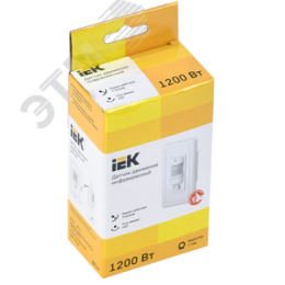 Датчик движения ДД 028 белый, максимальная нагрузка 1200 Вт, угол обзора 140 градусов, дальность 9м, IP20