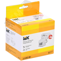 Датчик движения ДД 019 белый, максимальная нагрузка 1100 Вт, угол обзора 120 градусов, дальность 12м, IP44