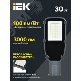 Светильник LED консольный уличный ДКУ 1002-30Д 5000К IP65 серый