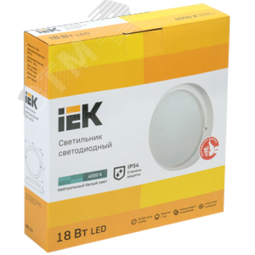 Светильник светодиодный ДПО 4004 18 Вт IP54 4000K круг белый пластик