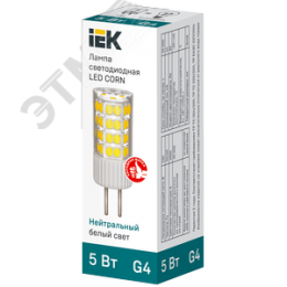 Лампа светодиодная CORN капсула 5Вт 230В 4000К керамика G4