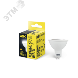 Лампа светодиодная MR16 софит 5Вт 230В 3000К GU5.3