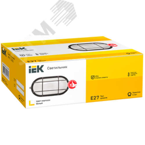 Светильник НПП1202 белый/овал с решеткой 100 Вт IP54