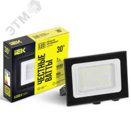 Прожектор СДО 06-30 светодиодный черный IP65 6500K