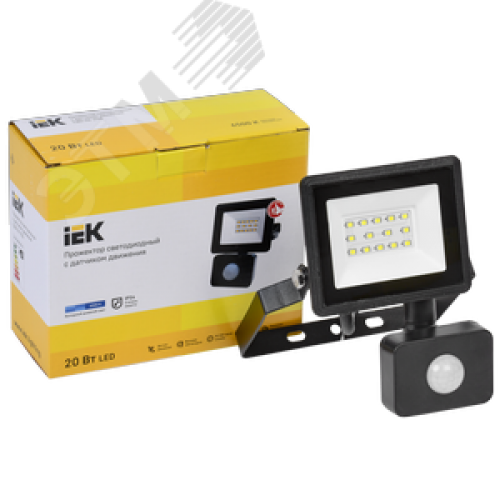 Прожектор СДО 06-20Д светодиодный черный с ДД IP54 6500K