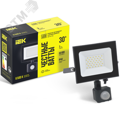 Прожектор СДО 06-30Д светодиодный черный с ДД IP54 6500K