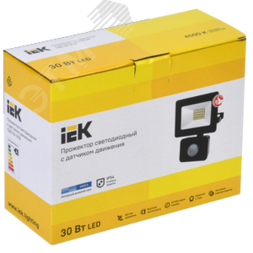 Прожектор СДО 06-30Д светодиодный черный с ДД IP54 6500K