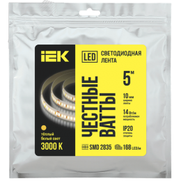 Лента светодиодная 5 м SMD2835 168LED/м 14Вт/м IP20 ширина 10мм 24В теплый белый