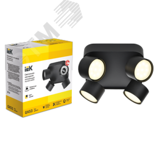 Светильник 4044 накладной потолочный под лампу 4хGX53 черный