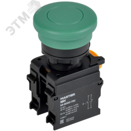 Кнопка ''Грибок'' без фиксации. d - 22 мм 1NO+1NC зелёная MASTER