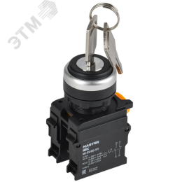 Переключатель с ключом 2 полож. 1NO+1NC чёрный MASTER