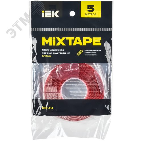 MIXTAPE PRO Лента монтажная прочная двусторонняя 1х12мм 5м IEK