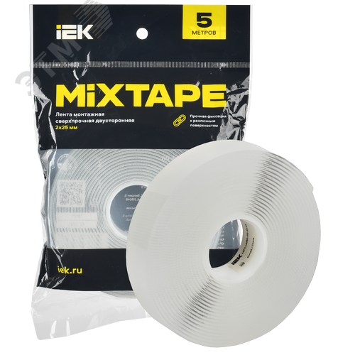 MIXTAPE PRO Лента монтажная сверхпрочная двусторонняя 2х25мм 5м IEK