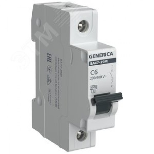 Выключатель автоматический ВА47-29М 1P 6А 4,5кА C GENERICA