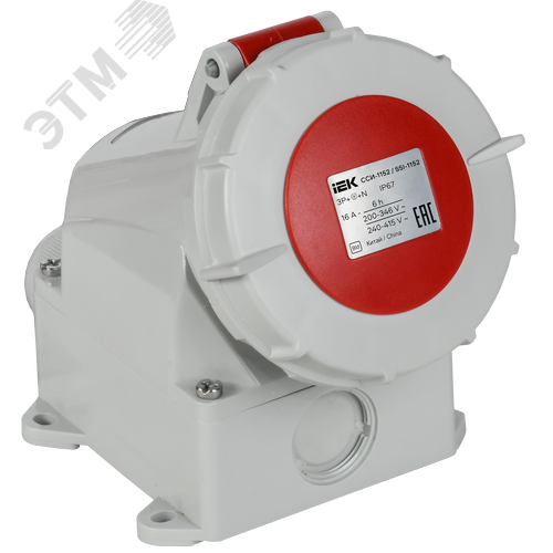 Розетка стационарная ССИ-1152 16А-6ч 380В 3P+PE+N IP67 IEK